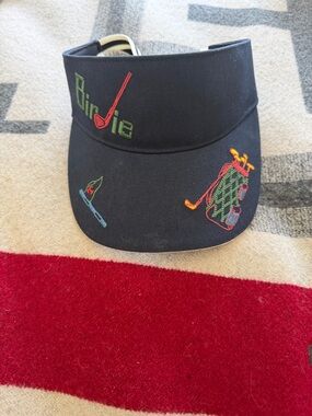 Tory Burch Black Women’s Golf Visor with Colorful Embroidery